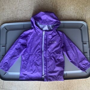 Purple Columbia rain jacket, size 4T.